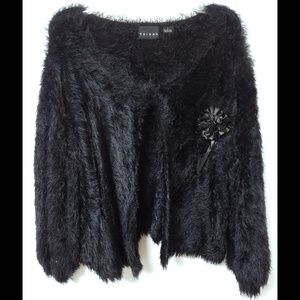 Tribal ~ Black Ultra Soft Faux Fur Cardigan